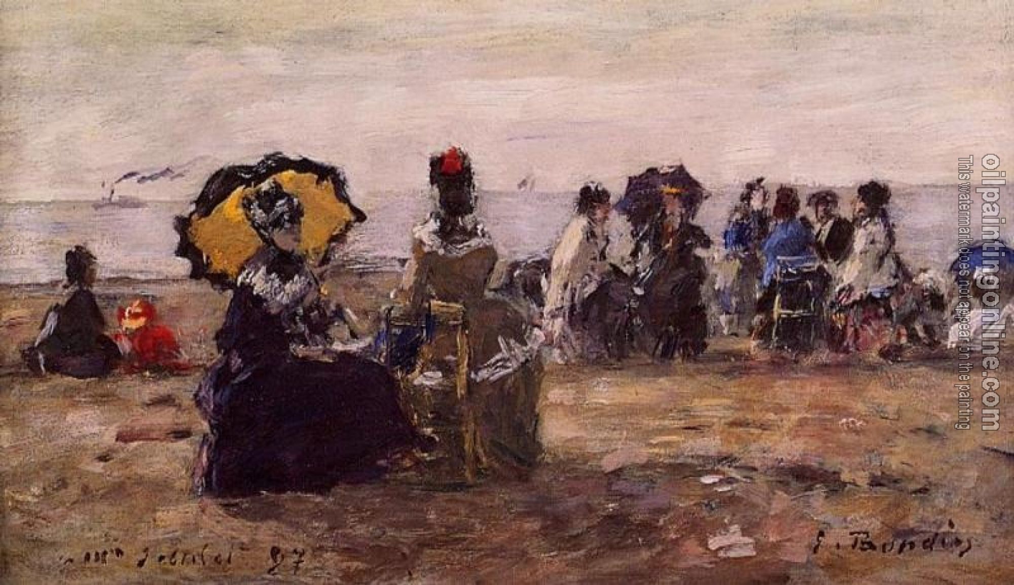 Boudin, Eugene - Beach Scene, the Yellow Parasol